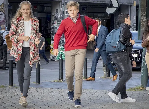 King Philippe, Crown Princess Elisabeth, Prince Gabriel and Princess Eleonore of Belgium summer holiday school