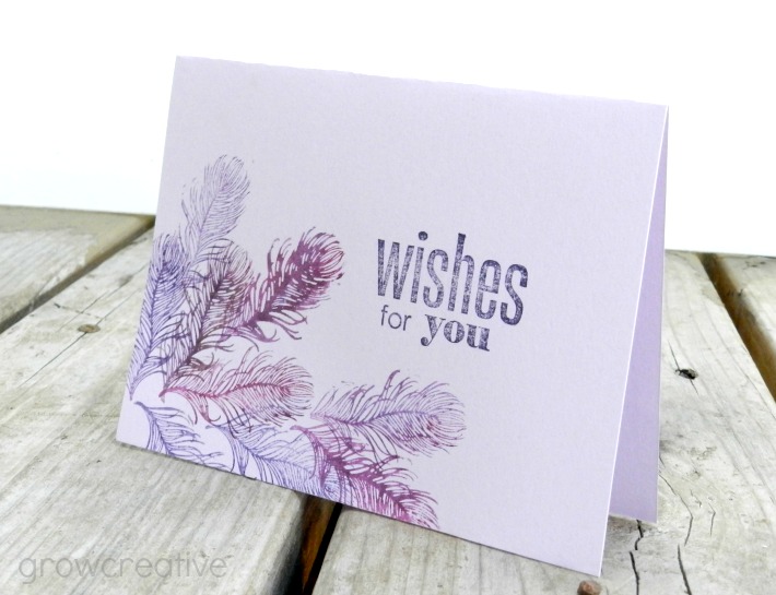 Feather Birthday Card Made with Watercolors and Stamps by Grow Creative