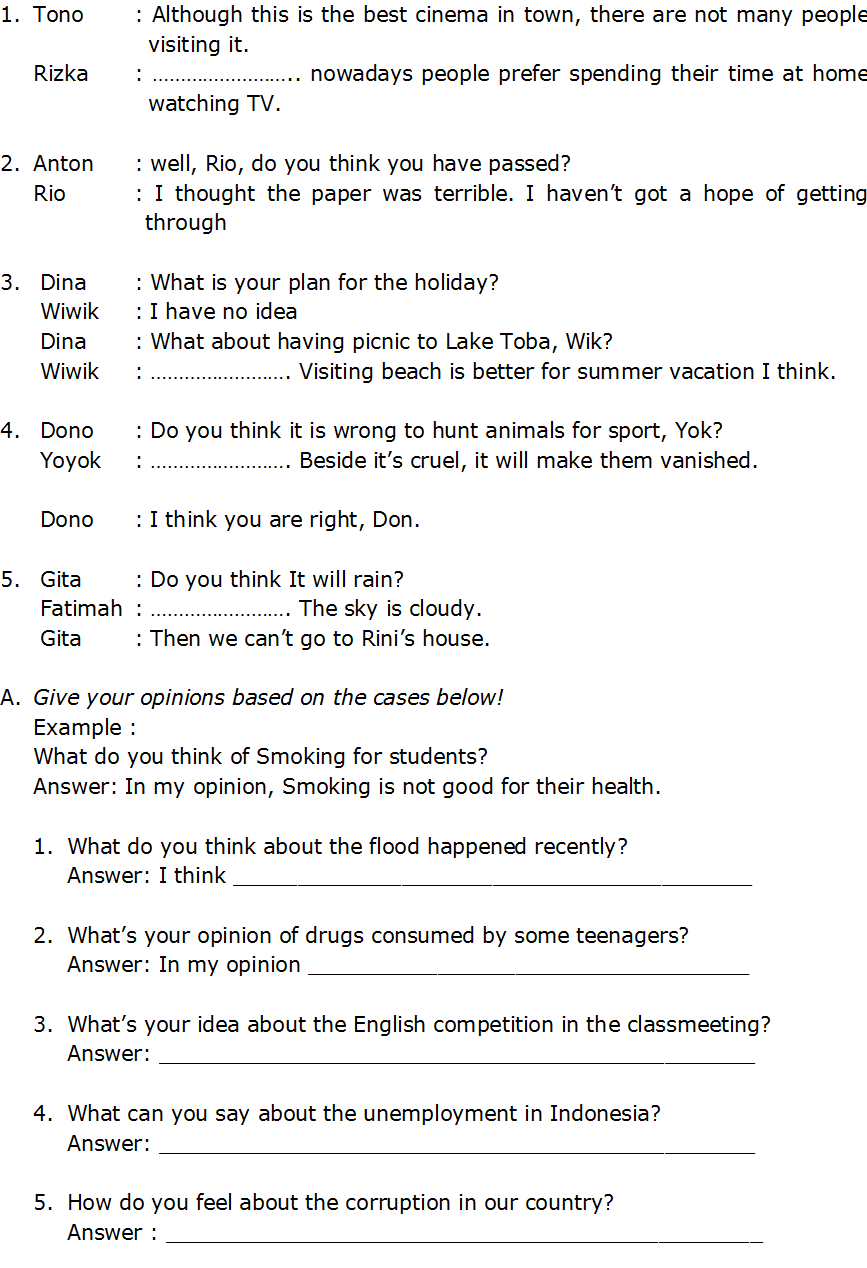 Contoh Soal Essay Bahasa Inggris Tentang Opinion Beserta Jawabannya Kumpulan Soal Pelajaran 3