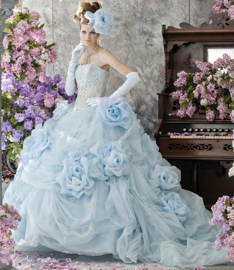 vestido de noiva cor azul