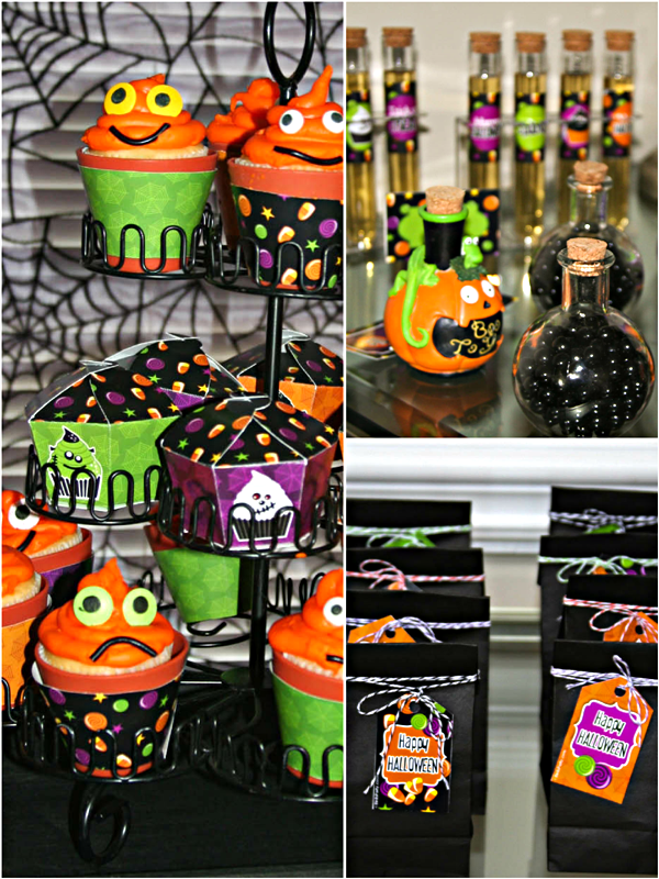 A Sweet Little Monsters Halloween Desserts Table - via BirdsParty.com
