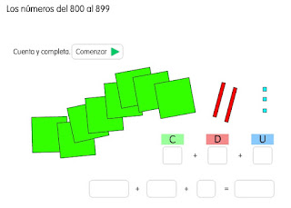 LOS NÚMEROS DEL 800 AL 899. COMPLETA