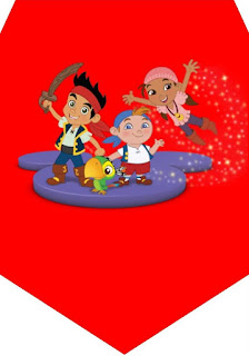 Jake y los Piratas: Mini Kit para Cumpleaños para Imprimir Gratis. Banderines para Cumpleaños de Jake y los Piratas para imprimir gratis.