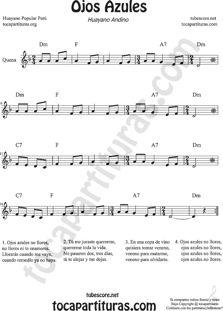 diegosax Ojos Azules de Gilberto Rojas Partitura de Chelo,