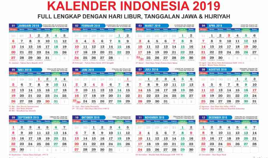 Gratis Kalender 2019 Lengkap Hijriyah Dan Jawa Format Cdr Coreldraw