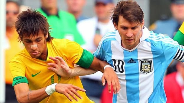 Las apuestas deportivas ya están jugando el Mundial Brasil 2014. Neymar Messi Brasil Argentina