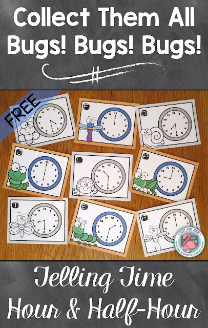 Enjoy this is a free bug themed small group task card math activity with a twist, for practicing or reviewing telling time to the hour and half-hour; perfect for first grade, summer review, or the beginning of second grade. 