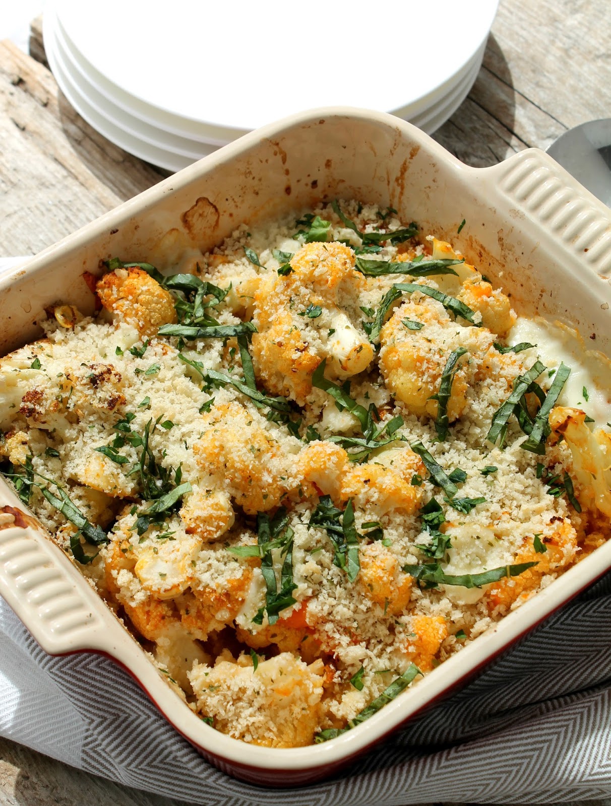 Roasted Cauliflower Caprese Casserole #Recipe - My Favorite Recipes
