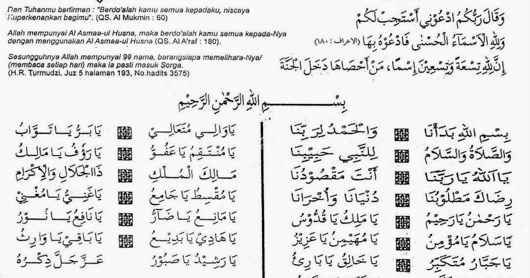 Teks Asmaul Husna Latin / Teks Asmaul Husna Latin Gambar Asmaul Husna