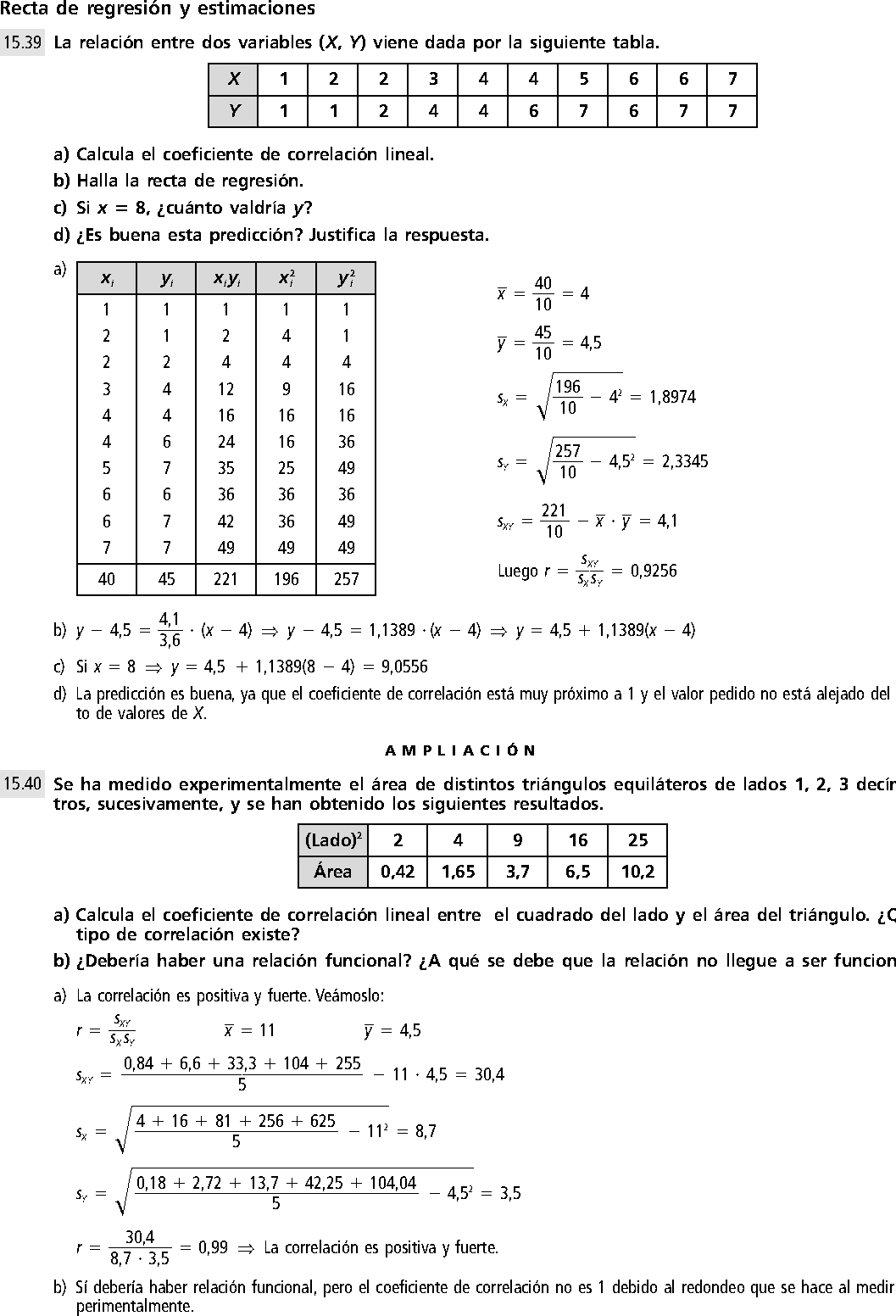 ESTADÍSTICA BIDIMENSIONAL EJERCICIOS RESUELTOS DE MATEMÁTICA 4 ESO PDF