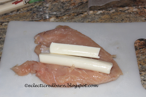 pounded chicken with string cheese