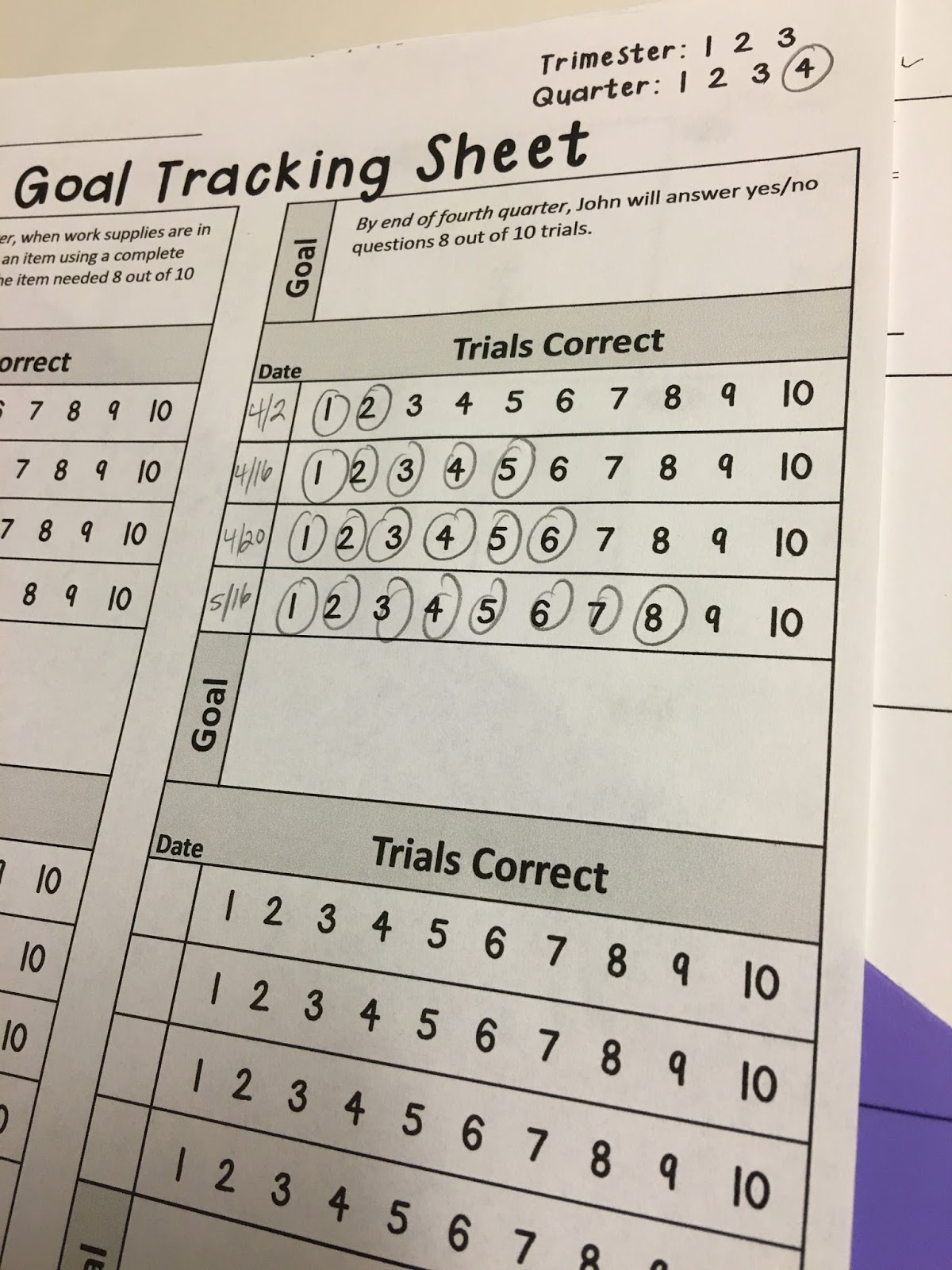the bender bunch data collection simplified printable iep goal tracking sheets