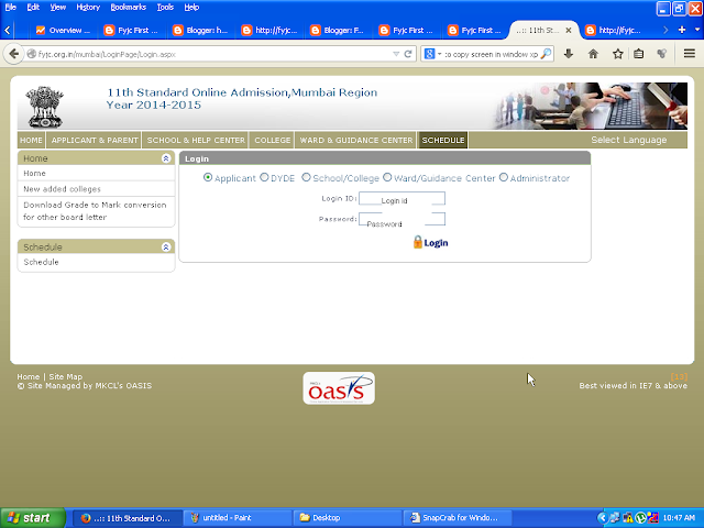fyjc login page fyjc.org.in