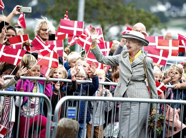 Queen Margrethe of Denmark arrived in Silkeborg aboard the Royal Yacht Dannebrog. Queen visited DESIGNA kitchen company