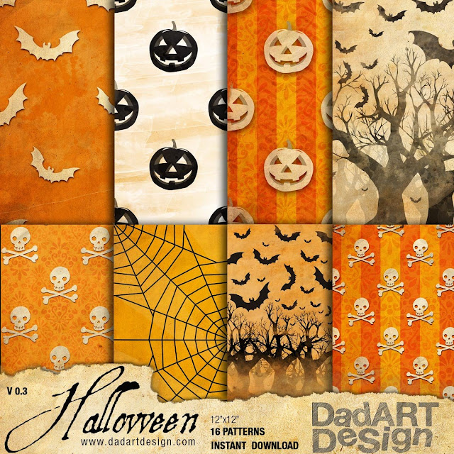 Vintage Halloween Digital Paper Pac