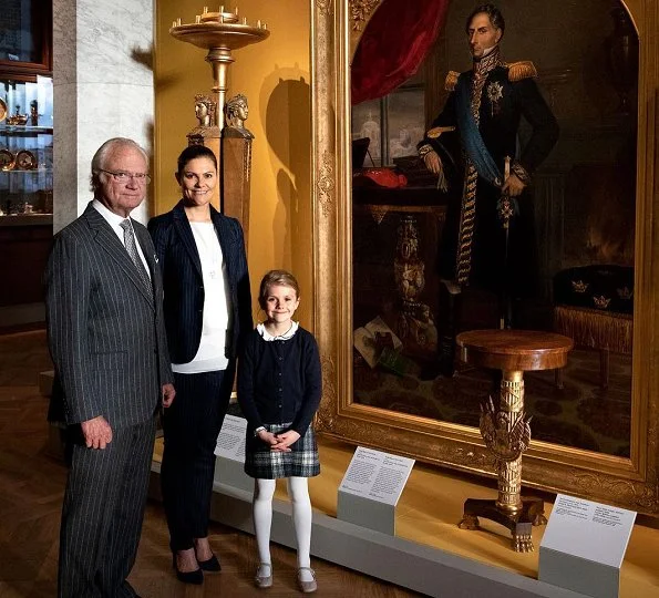 Crown Princess Victoria wore Gant Blazer and Trousers. Princess Estelle and Crown Princess Victoria visited National Museum