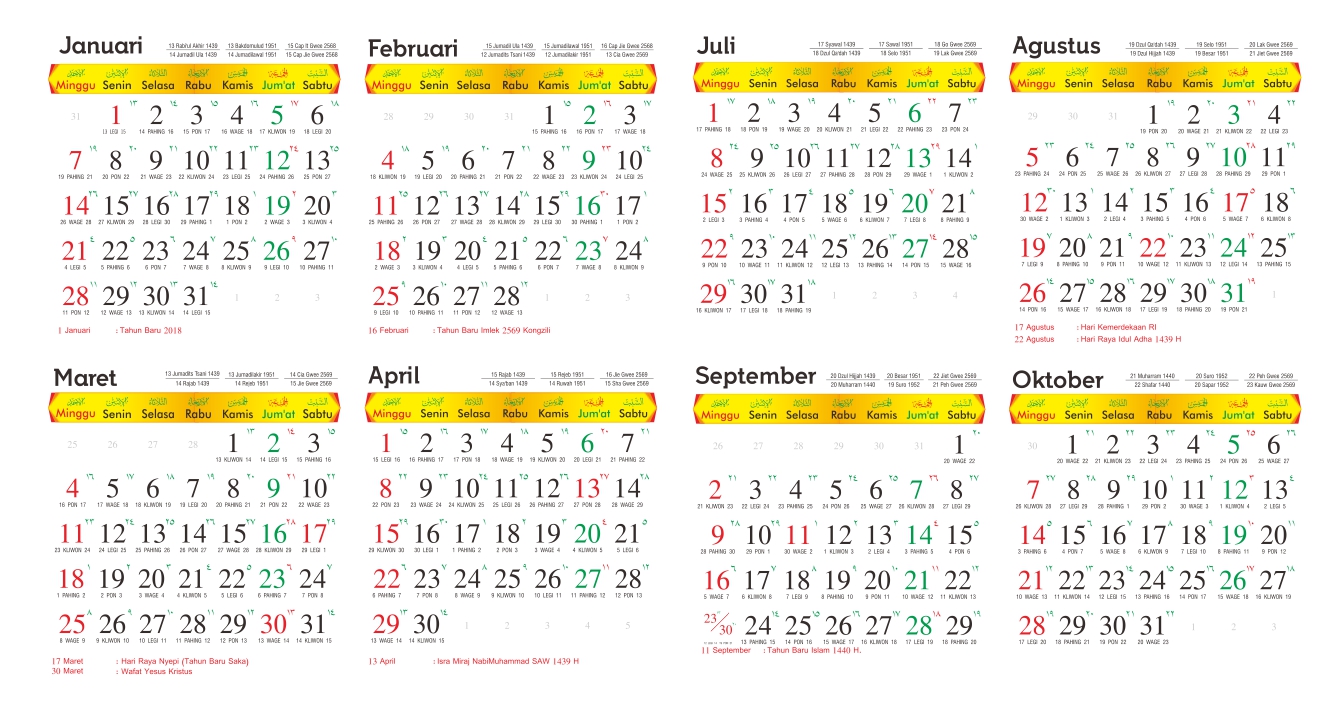 Download Desain Kalender 2018 (Masehi-Jawa-Hijriyah ...