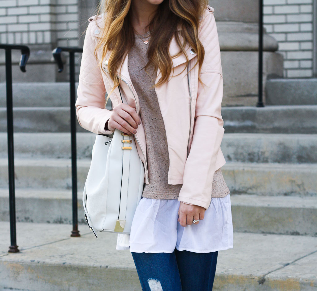 Blush Leather Jacket Twenties Girl Style