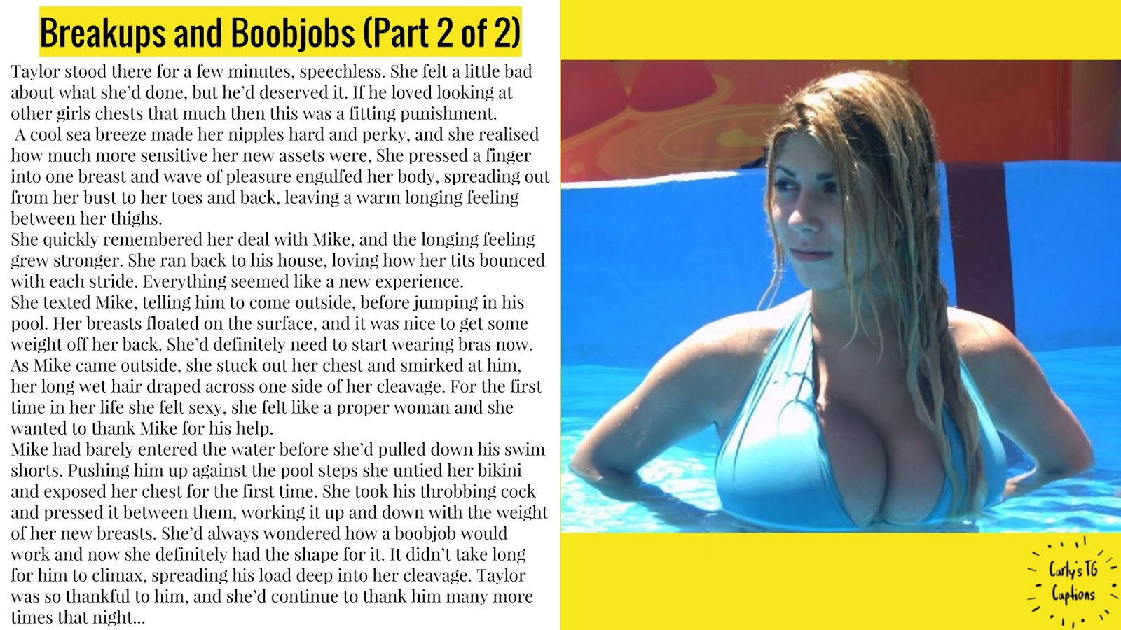 Breakups and Boobjobs (2-Part Caption) .