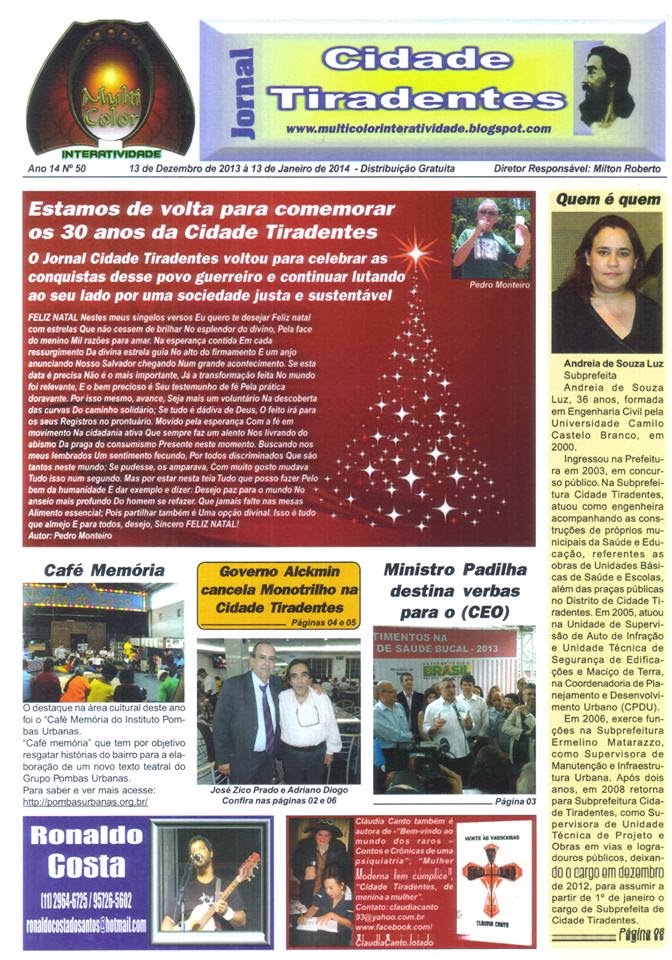 De volta o Jornal Cidade Tiradentes