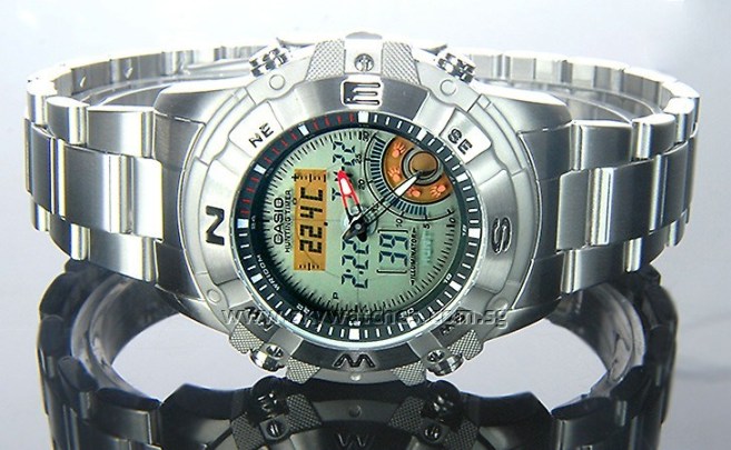 how to set analog time on casio fishing gear watch