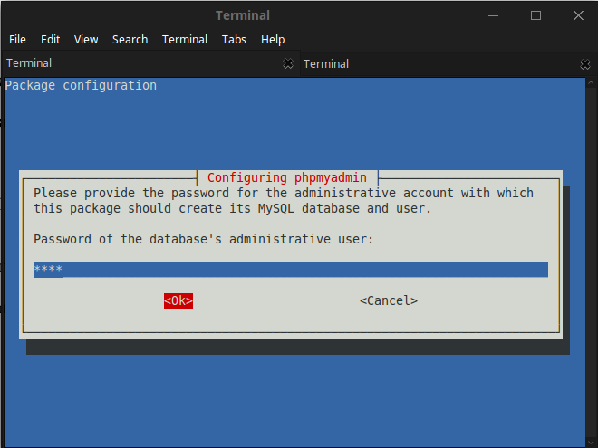 Configuration terminal