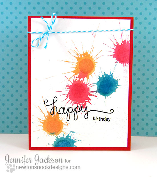 Happy Birthday Paint Splatter Card by Jennifer Jackson | Simply Sentimental Stamp | Newton's Nook Designs