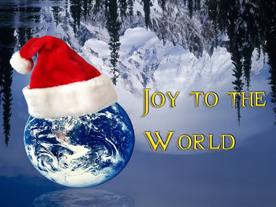 Joy to the World (Earth with Christmas hat)