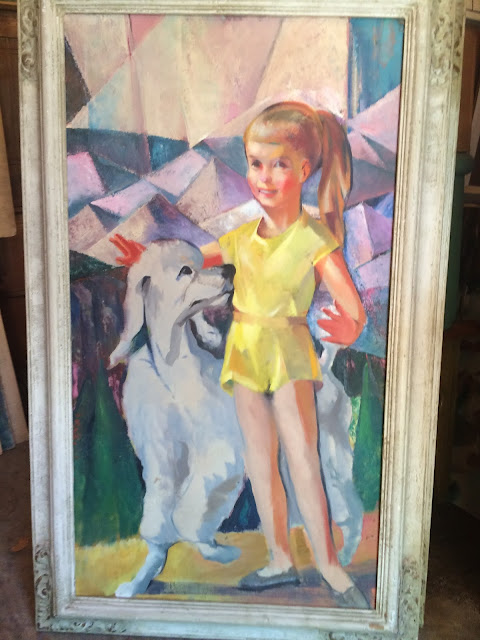 Quirk painting "cubism" "cubist art" "Quirk Painter" girl with dog Quirk painting "cubism" "cubist art" "Quirk Painter" girl with dog