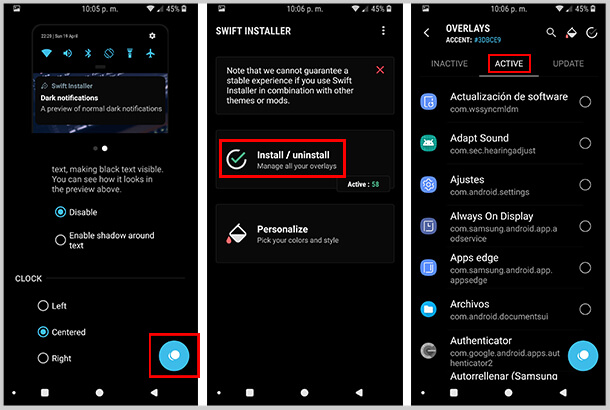 pasos para activar swift installer en samsung