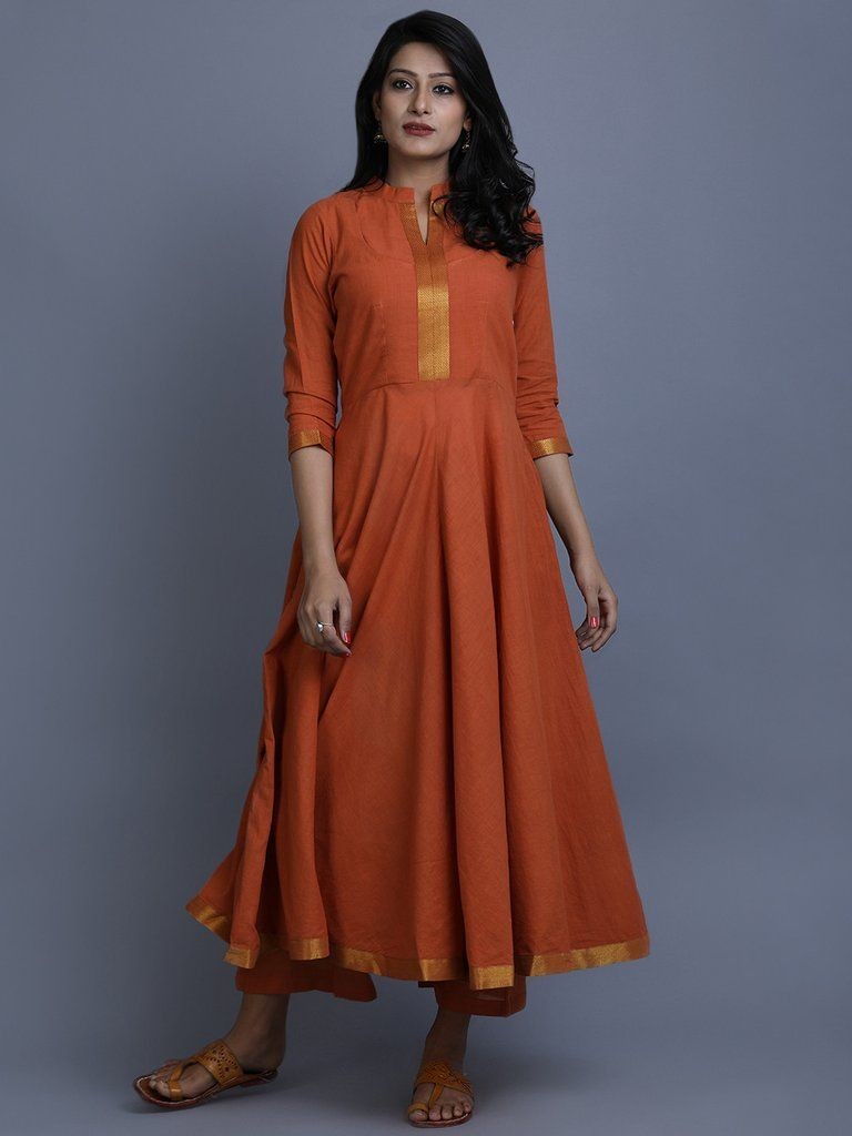 Party Wear Anarkali cotton silk aline strip kurti at Rs 450/piece in Surat