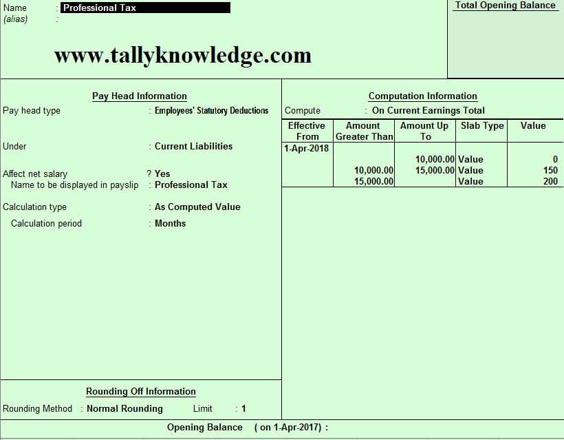 How to Create Employee Statutory Deduction pay head in Tally for Payroll?