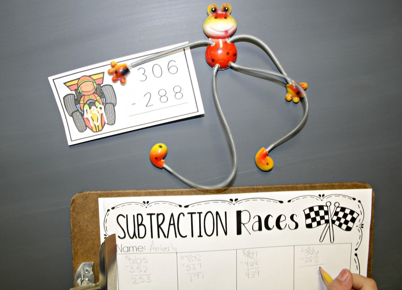 Math centers can be fun and engaging with this FREE printable for math races. Check out my blog post to find out how I utilize this printable in 3 different ways. Whether you need a quiet group activity to spur their competitive math brains, or if you need an activity for individual work to maintain and sharpen their skills. This is also great for small groups to compete one on one! This upper elementary game is sure to please!{free, math activity, math center, elementary, printable}