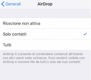 Condivisione Airdrop tra iPhone Scambio AirDrop