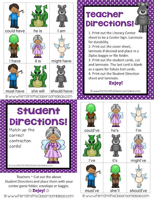 Fern's Freebie Friday ~ Fairy Tale Themed Contraction Center Game at TeachersPayTeachers. Fern's Freebie Friday ~ Fairy Tale Themed Contraction Center Game at TeachersPayTeachers.