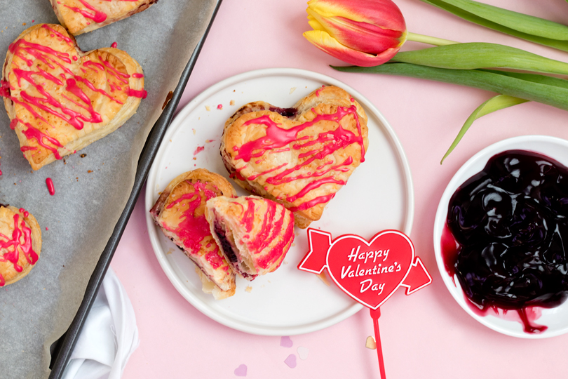 vegan heart cherry turnovers