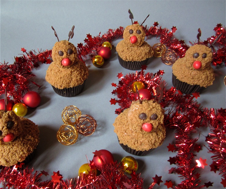 Rudolph the red-nosed-reindeer Cupcakes - Rentier-Cupcakes
