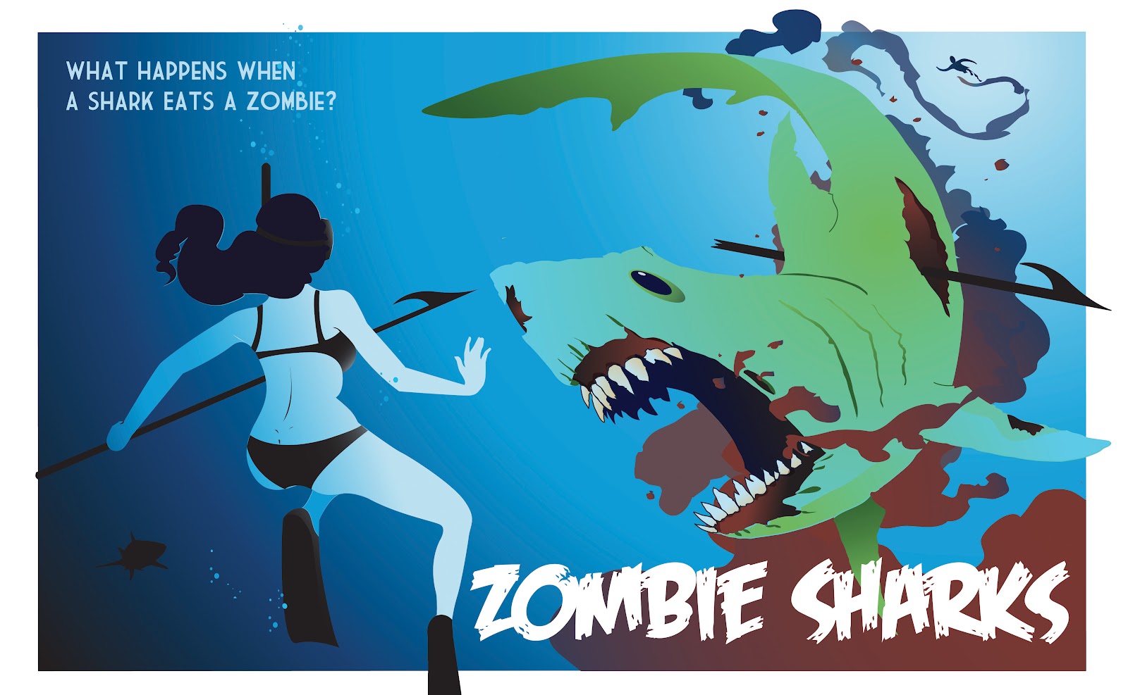 Doug Poole Illustrations&design Zombie Sharks