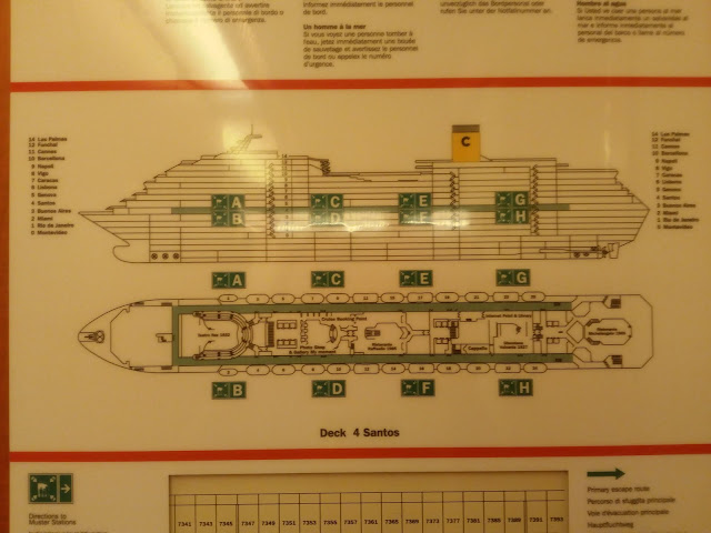 Plan des "Munster Stations" en cas d'évacuation du navire.