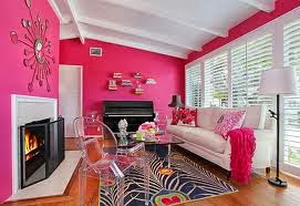 sala de estar paredes rosa