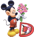 Alfabeto tintineante de Mickey con ramo de flores D.