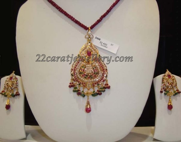Ruby beads with best sale locket