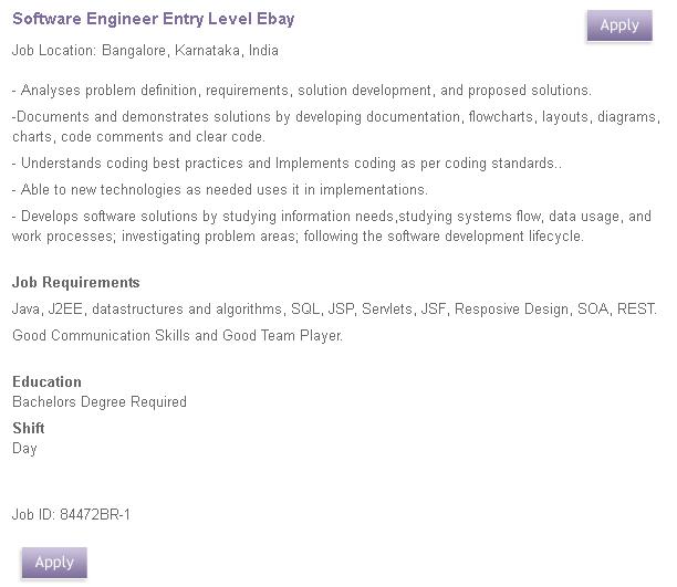 Ebay Hiring Entry Level Software Engineers Industry Best Salary
