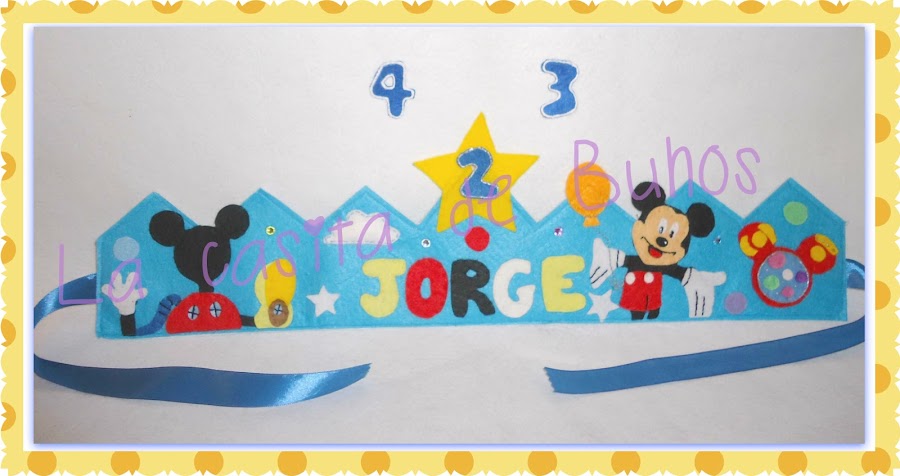 Corona de cumpleaños en fieltro - Mickey Mouse