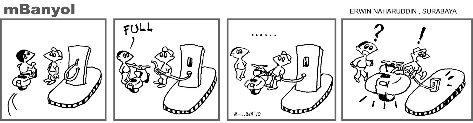 Kartun strip tentang isi bensin katakan dengan gambar