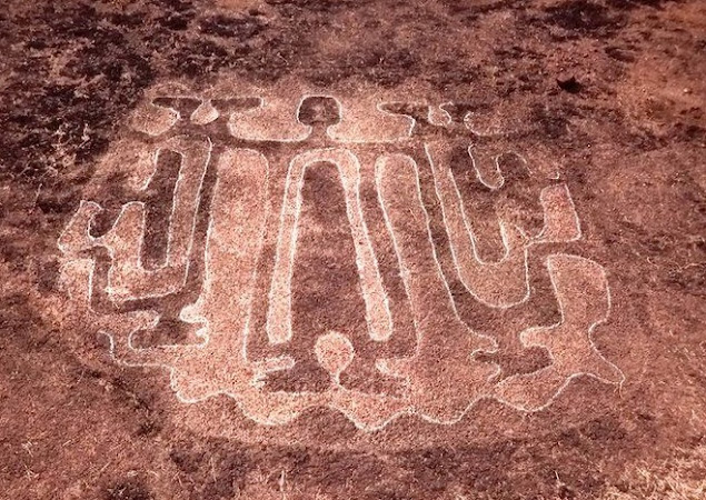 Petroglyph in Ratanagiri, Maharashtra, depicting the Master of Animals.
