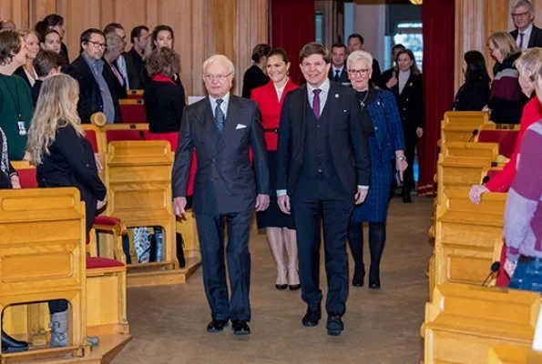 King Carl XVI Gustaf and Crown Princess Victoria attended the seminar at Riksdag