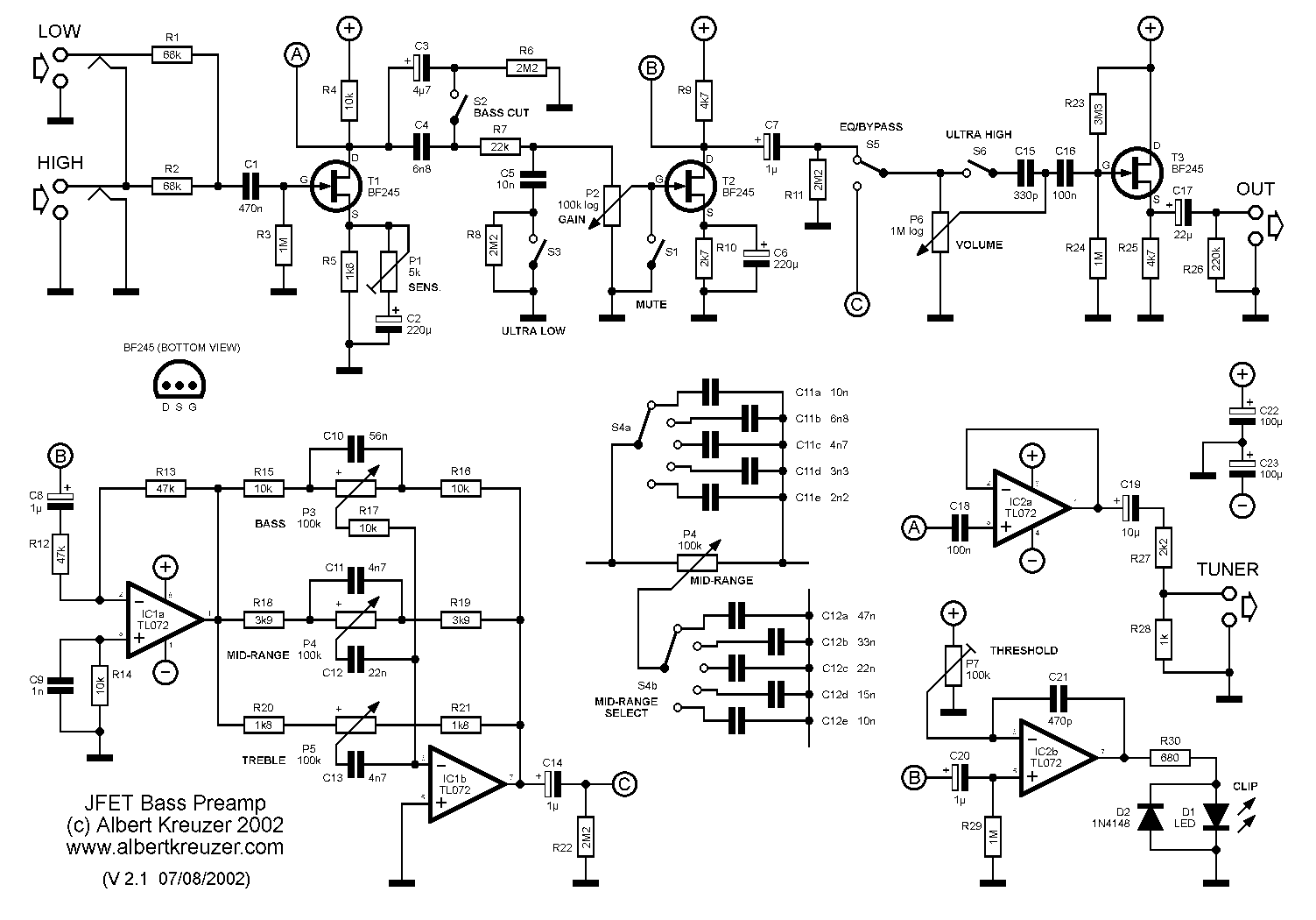 Simple Preamp Circuit | Simple JFET Preamp – HXDM