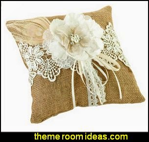 Burlap and Lace Ring Pillow