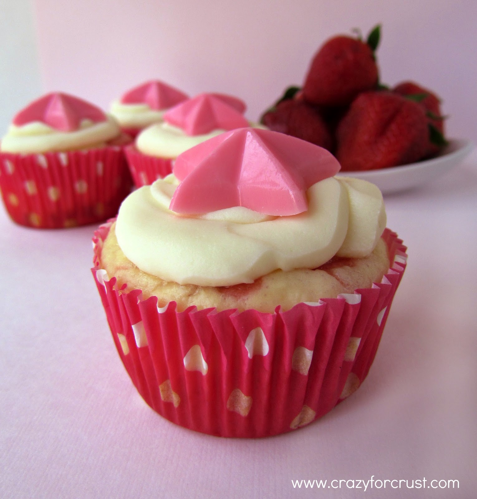 Strawberry Cheesecake Cupcakes with White Chocolate Frosting - Crazy ...